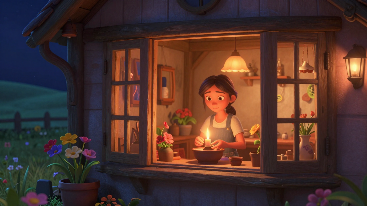 谜语故事 - 其中一个被允许晚上在自己家里 - 场景插画 2