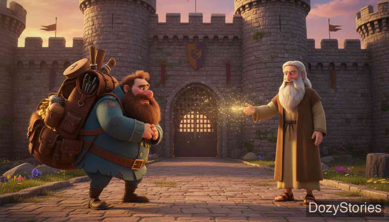 快乐老兄 - 快乐老兄试图模仿圣彼得的奇迹来复活另一位死去的公主，但失败了。圣彼得及时出现挽回了局面，警告他不要再尝试，并赋予了他的背包神奇的力量。 - 场景插画 2