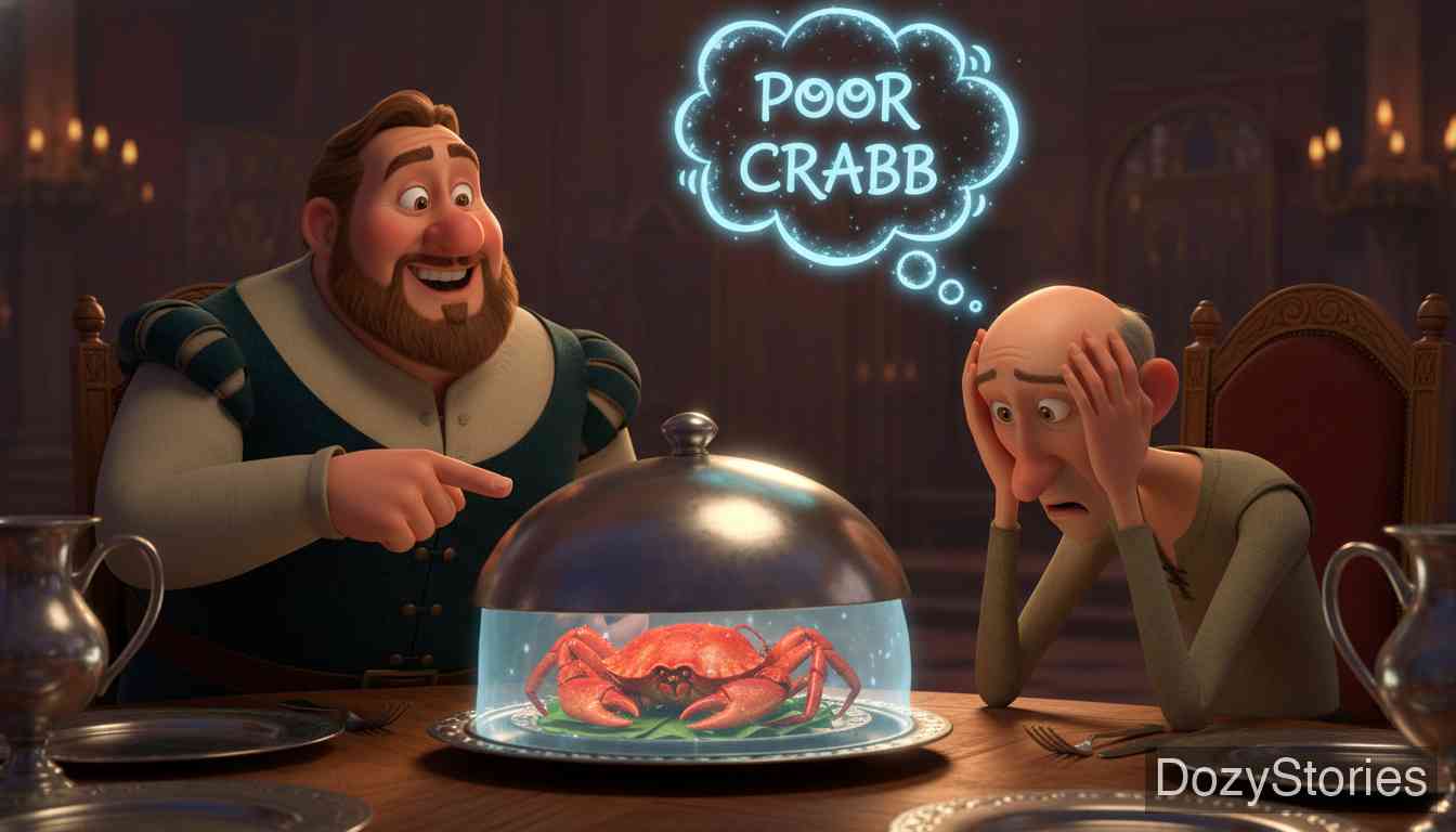 万事通大夫 - 在城堡的晚宴上，克拉布每上一道菜就告诉妻子这是第几道，但这让实际上偷了钱的仆人们误以为大夫在指认他们是第几个小偷，从而惊恐万分。 - 场景插画 3