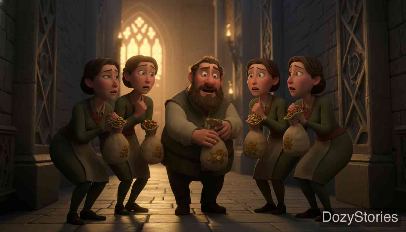 万事通大夫 - 领主考验克拉布猜盘中之物，克拉布无奈叹息自己的名字“可怜的克拉布（螃蟹）”，却误打误撞猜对了盘里的螃蟹。惊恐的仆人们私下向他招供并行贿求饶。 - 场景插画 4