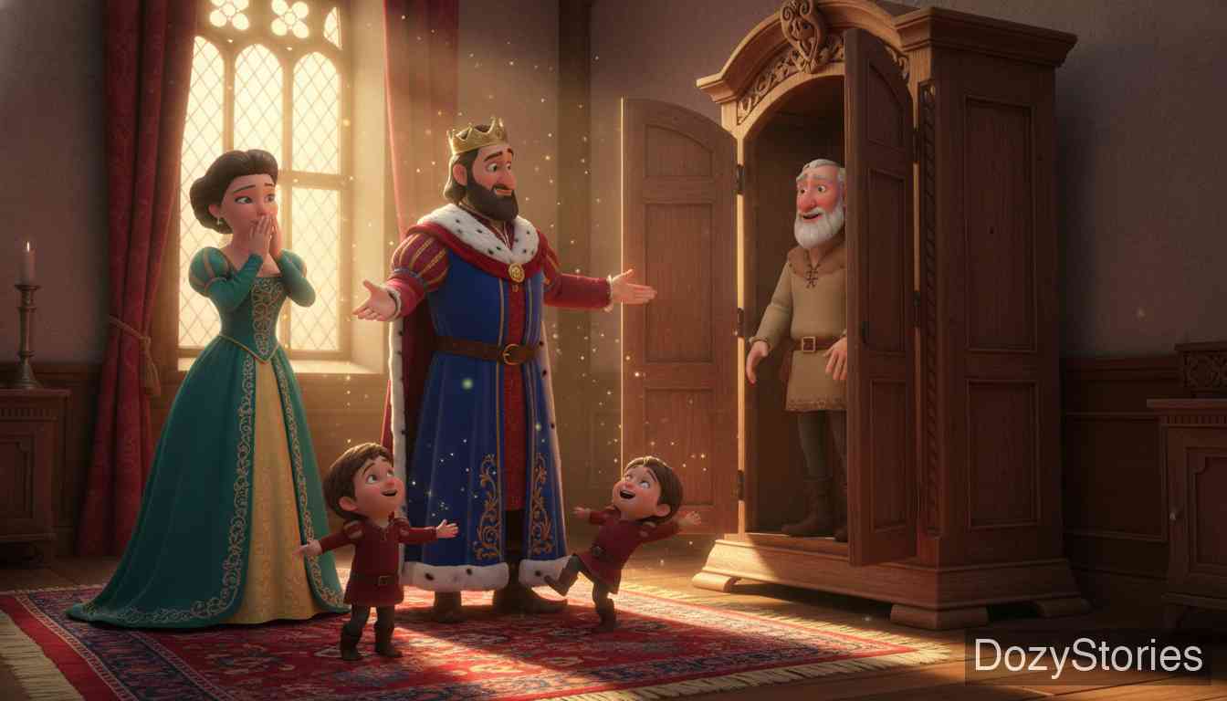 Faithful John - The King mourns the statue. Years later, it speaks: sacrificing his twin sons can restore John. The King sacrifices them; John revives and then resurrects the children, reuniting the family in happiness. - Scene Illustration 5