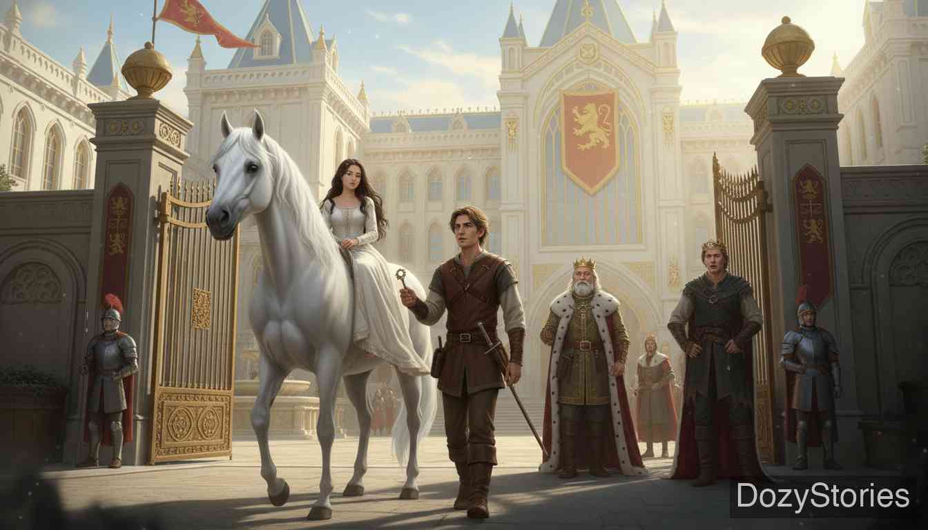 忠诚的斐迪南 - 在不忠者的陷害下,国王命令忠诚的斐迪南去寻找公主。在白马的指导下,斐迪南带着装满肉和面包的船,安抚了巨人和怪鸟,成功将沉睡的公主带回。 - 场景插画 3