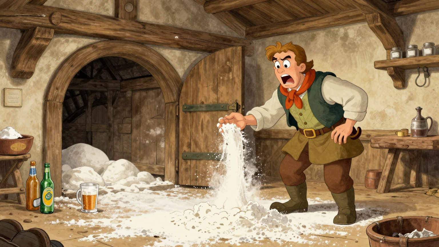 弗雷德里克和凯瑟琳 - 弗雷德里克埋藏金条，凯瑟琳用它们换了陶器 - 场景插画 2