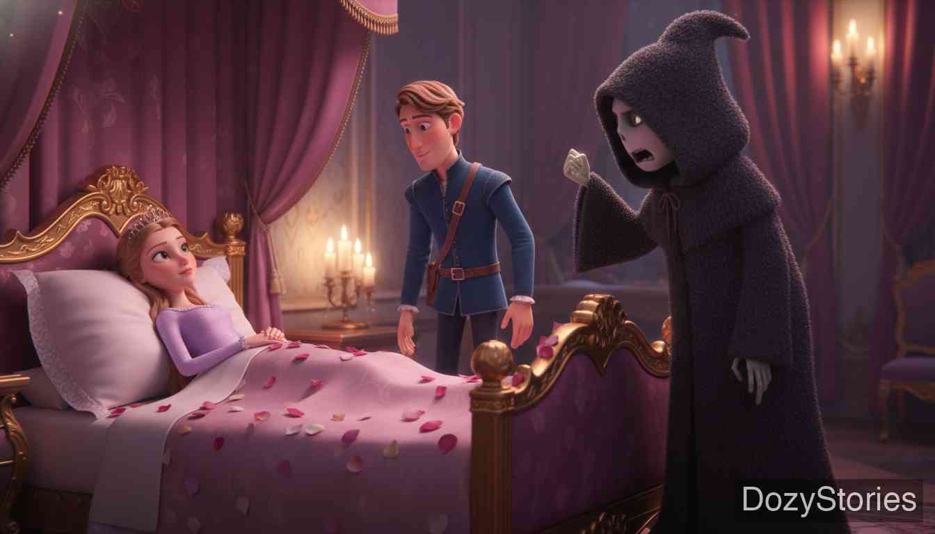 死神教父 - 公主病危，医生被美貌和王位诱惑，不顾警告再次欺骗死神救活了公主。 - 场景插画 4