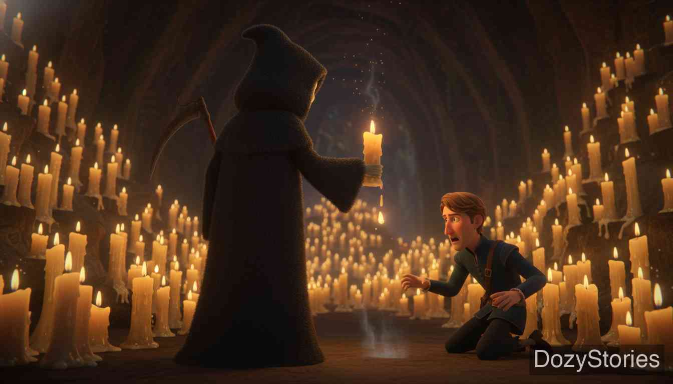 死神教父 - 死神将医生带入地下洞穴，在展现生命之烛时，为了复仇故意熄灭了医生的生命。 - 场景插画 5