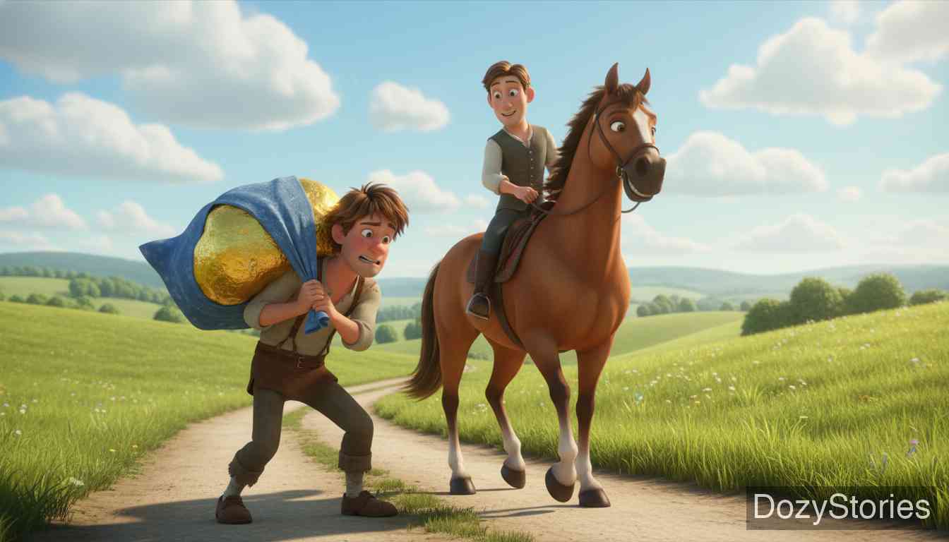 幸运的汉斯 - 格林兄弟 - 童话故事插画