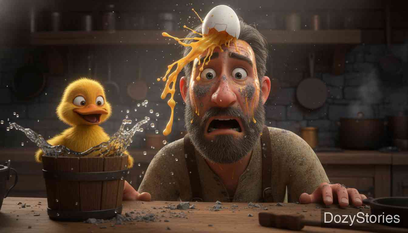 柯贝斯老爷 - 柯贝斯老爷回家后，接连遭到猫、鸭子和蛋的戏弄与攻击。 - 场景插画 4