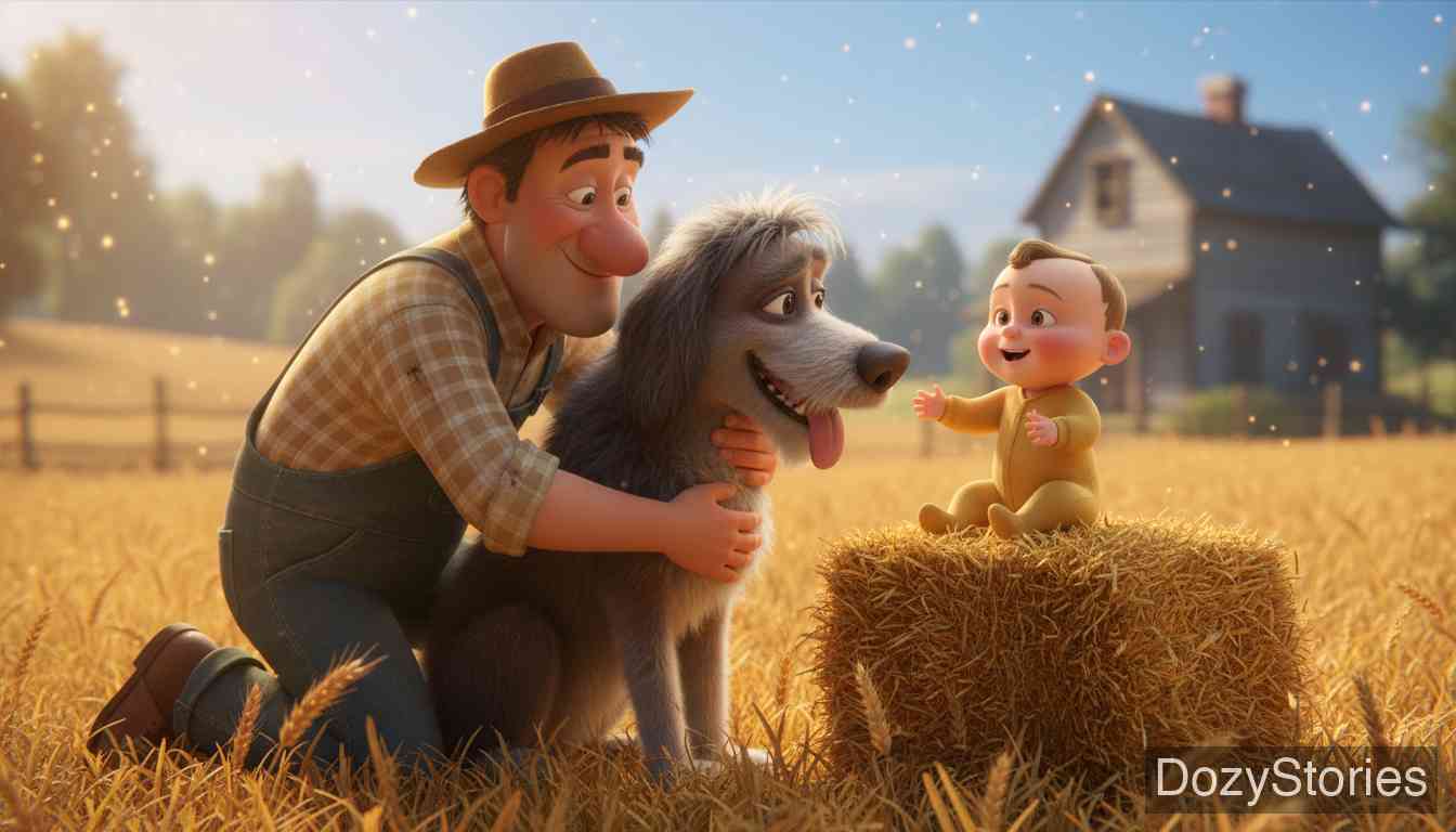 Old Sultan - The plan works perfectly; Sultan rescues the child, and the grateful farmer promises to care for the dog for the rest of his life. - Scene Illustration 2