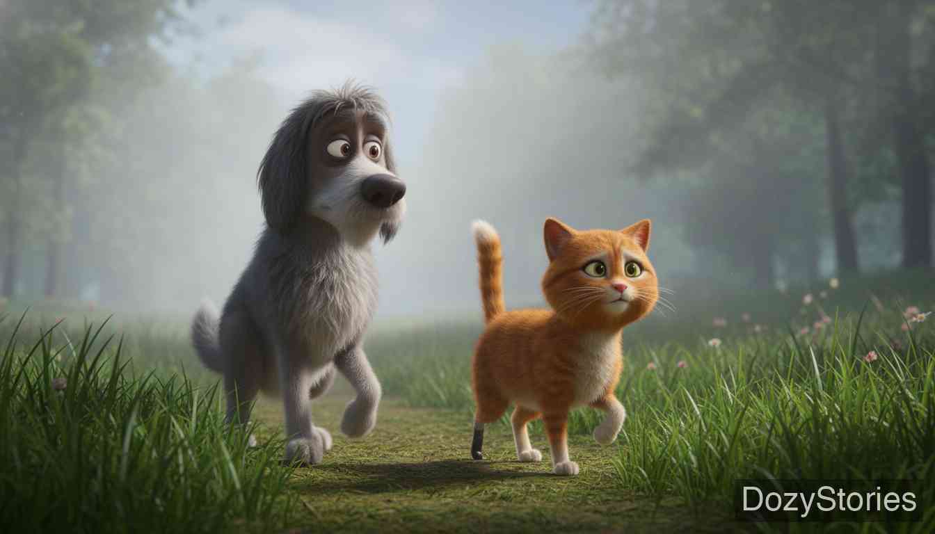 老苏丹 - 狼向苏丹下战书，苏丹只能找到一只三条腿的猫做帮手。狼和野猪误把猫翘起的尾巴当成了武器。 - 场景插画 4