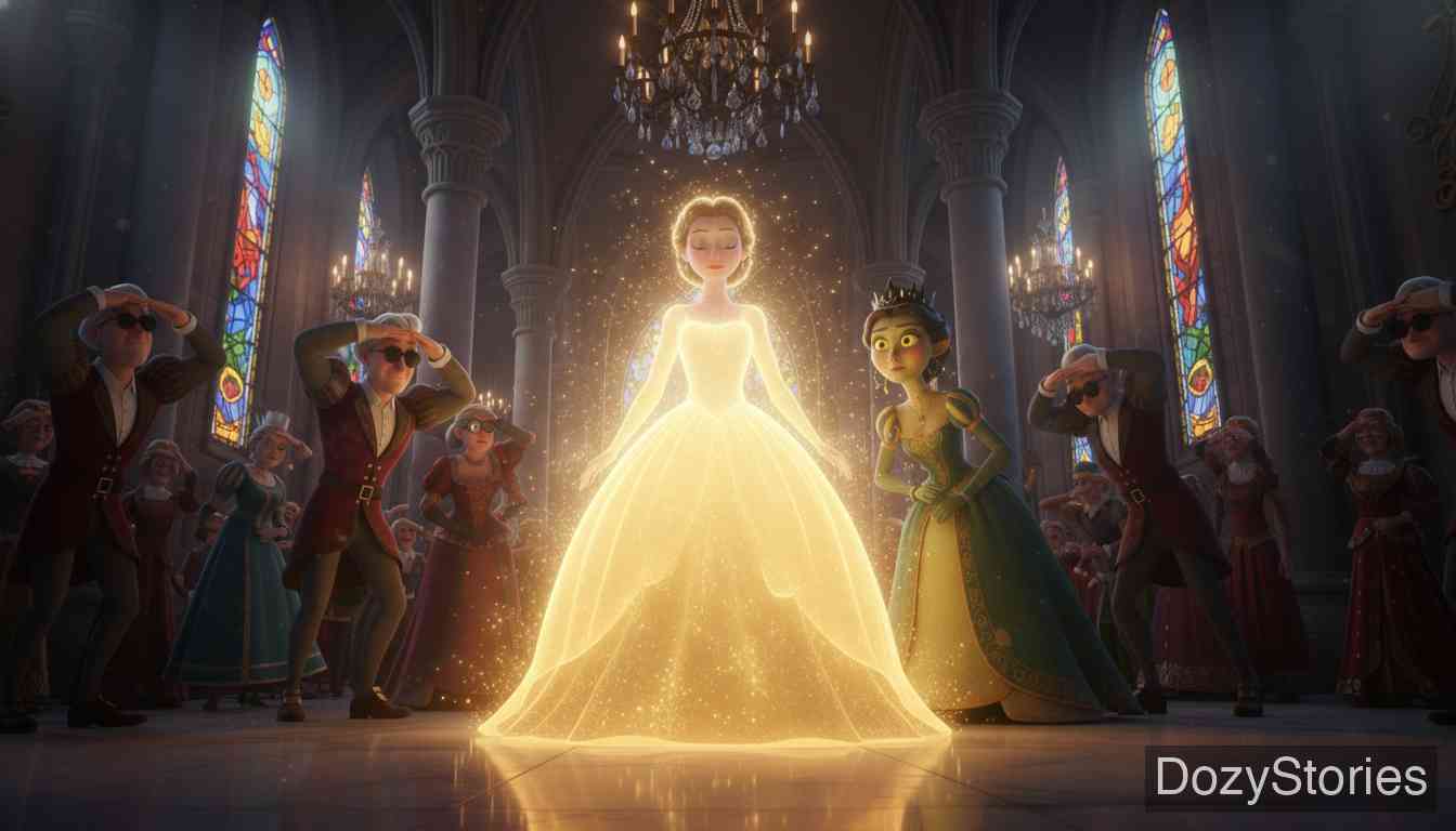 会唱会跳的小百灵鸟 - 妻子按照指示帮助狮子战胜了龙。但恢复人形的龙公主却抢走了王子，骑着狮鹫逃跑了。妻子一路追寻到城堡，打开太阳送的首饰盒，穿上那件光彩夺目的裙子。 - 场景插画 4