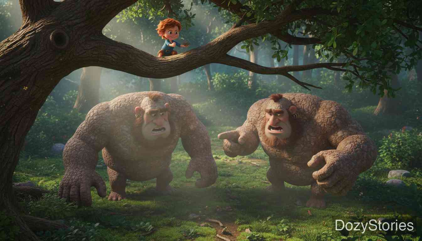 The Brave Little Tailor - The tailor arrives at the palace and is mistaken for a hero. The King, fearing him, sends him to kill two giants, whom the tailor tricks into killing each other. - Scene Illustration 3