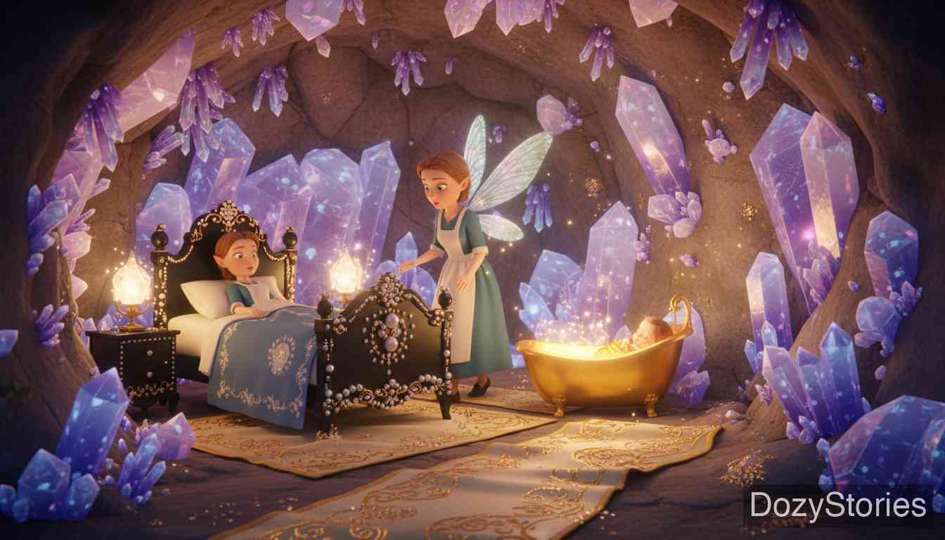 小精灵与女佣 - 在精美绝伦的居室里，女孩参加了洗礼并被恳求留下。 - 场景插画 3