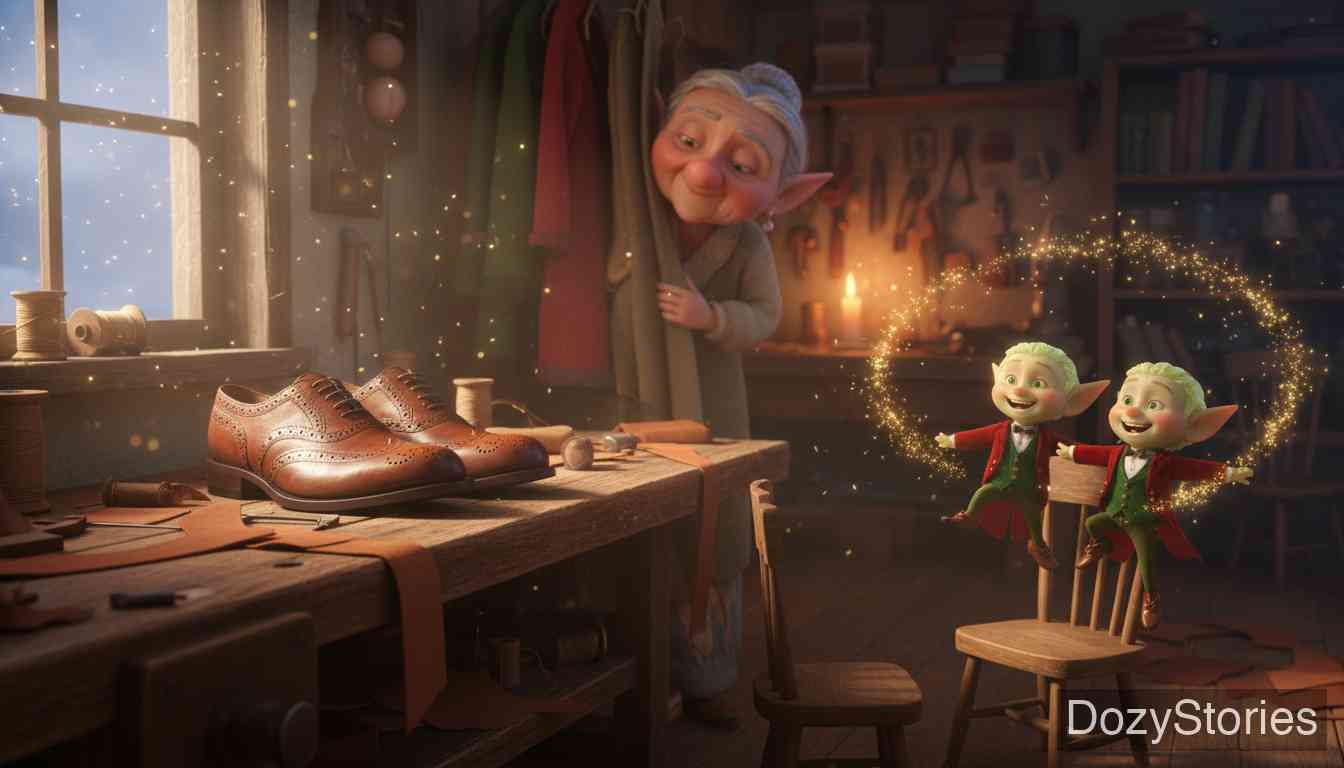 精灵与鞋匠 - 格林兄弟 - 童话故事插画