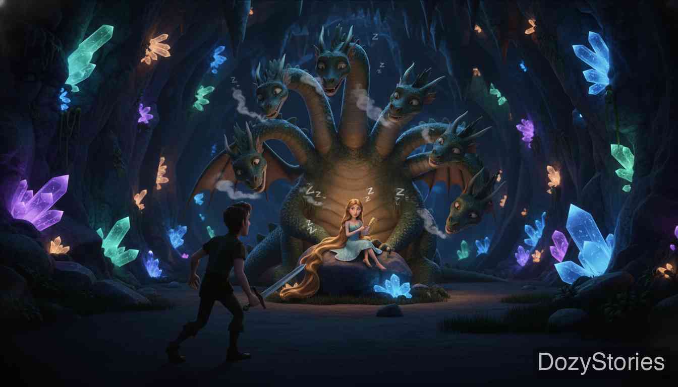 土地神 - 小矮人指引汉斯找到一口深井，并告诉他必须独自下去救公主，因为他的同伴不可信。汉斯下到井底，斩杀了看守公主的多头龙，成功解救了三位公主。 - 场景插画 3