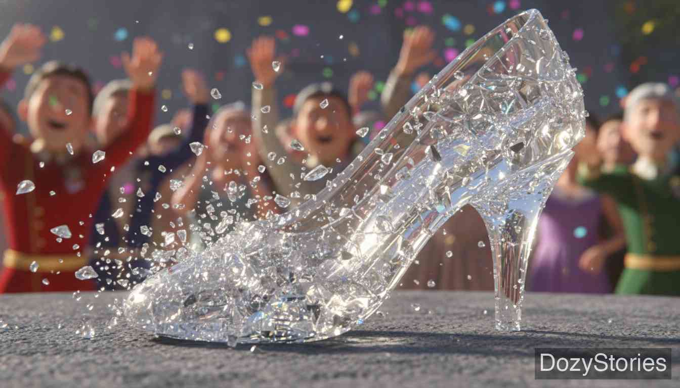 土地神 - 汉斯赶到皇宫，公主们见他激动晕倒。国王得知真相后绞死了两个坏哥哥，把小女儿嫁给了汉斯。故事以叙述者荒诞的玻璃鞋破碎结尾。 - 场景插画 5