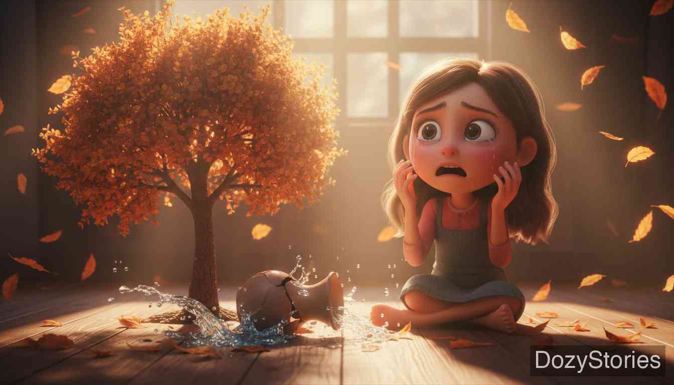 虱子和跳蚤 - 小树摇落了所有的叶子，提水的女孩摔碎了水罐。 - 场景插画 4