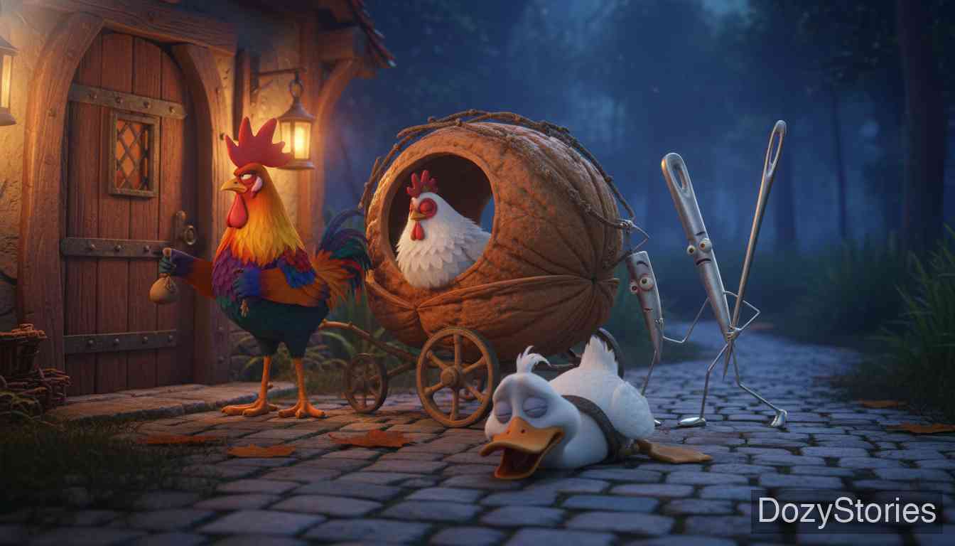 流氓无赖 - 他们在路上搭载了两个喝醉的行人——大头针和缝衣针，并在深夜抵达一家旅店，通过许诺给店主鸡蛋，勉强获准留宿。 - 场景插画 3