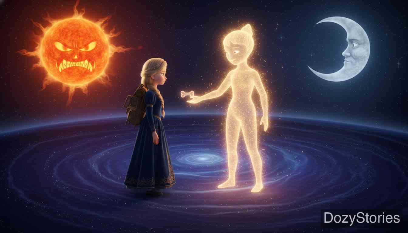 七只乌鸦 - 少女穿过太阳和月亮,从晨星那里得到了一根能开启玻璃山的骨头。 - 场景插画 3