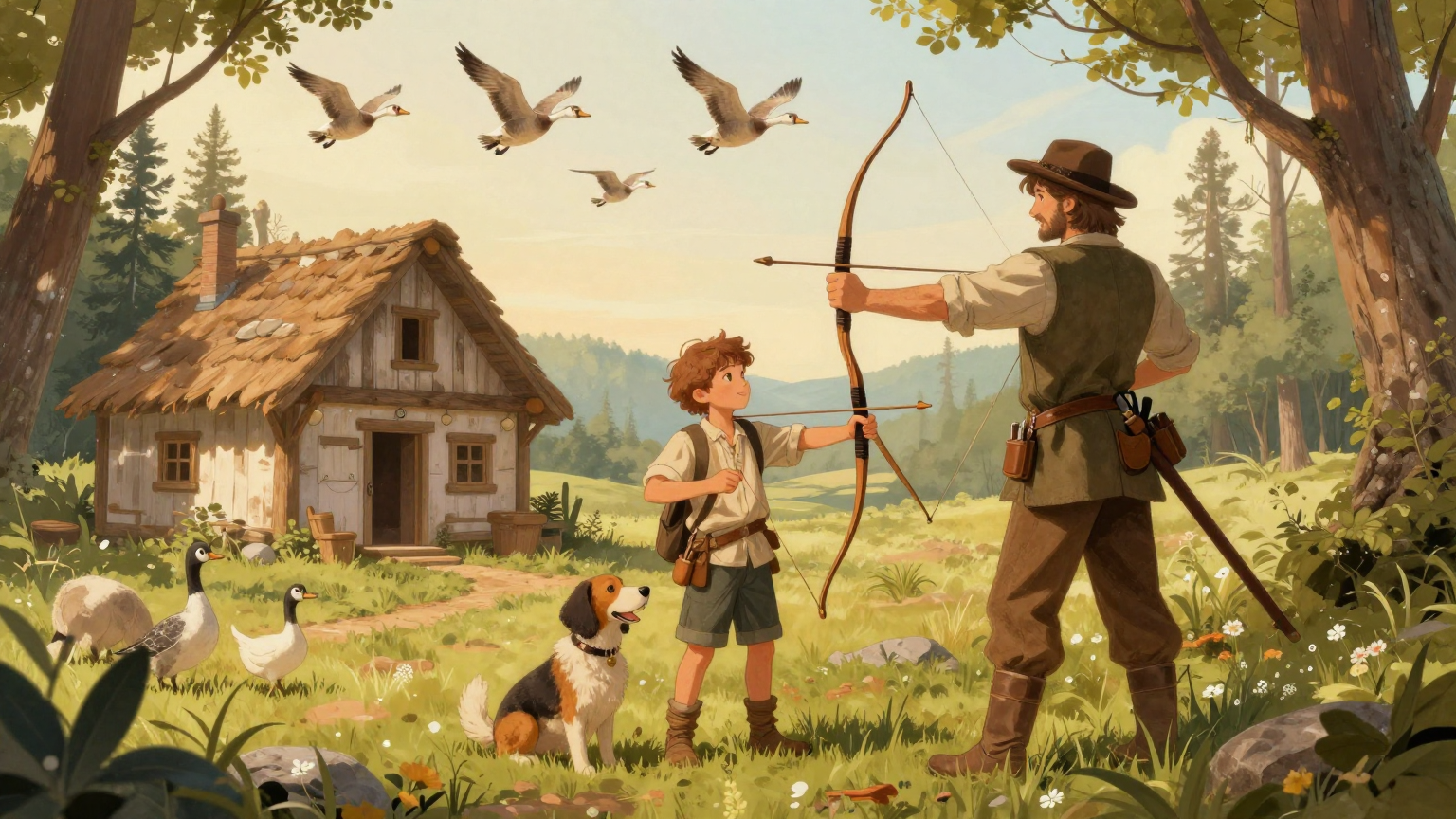 The Two Brothers - The goldsmith frames the twins, but a huntsman adopts and raises them as skilled hunters - Scene Illustration 2