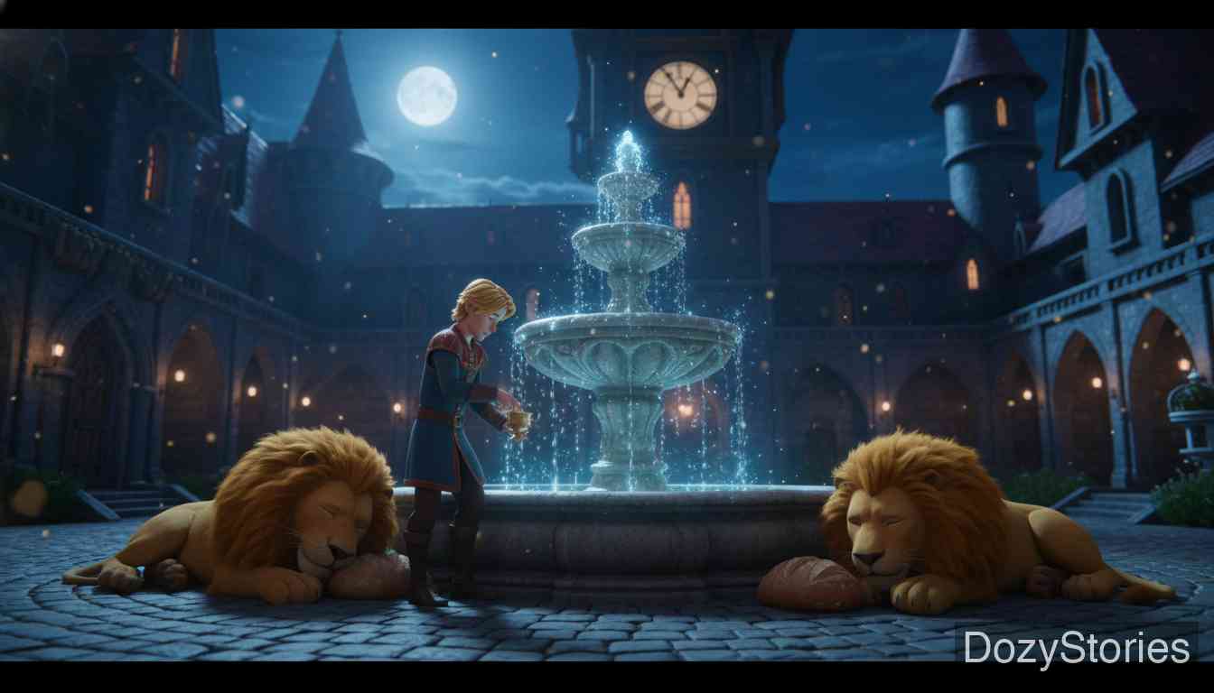 生命之水 - 谦逊的小儿子得到小矮人的指引和法宝，在午夜钟响前闯入魔法城堡，解救了公主并成功取到了生命之水。 - 场景插画 2