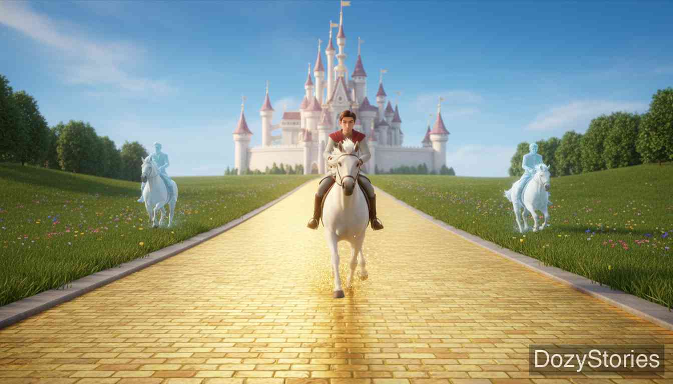 生命之水 - 一年期满，两位哥哥试图骑马避开金路去见公主，被识破并非真命天子。只有小王子思念心切，直接骑过金路，被公主认出并成婚。两个哥哥因罪行败露，从此流亡海上。 - 场景插画 5