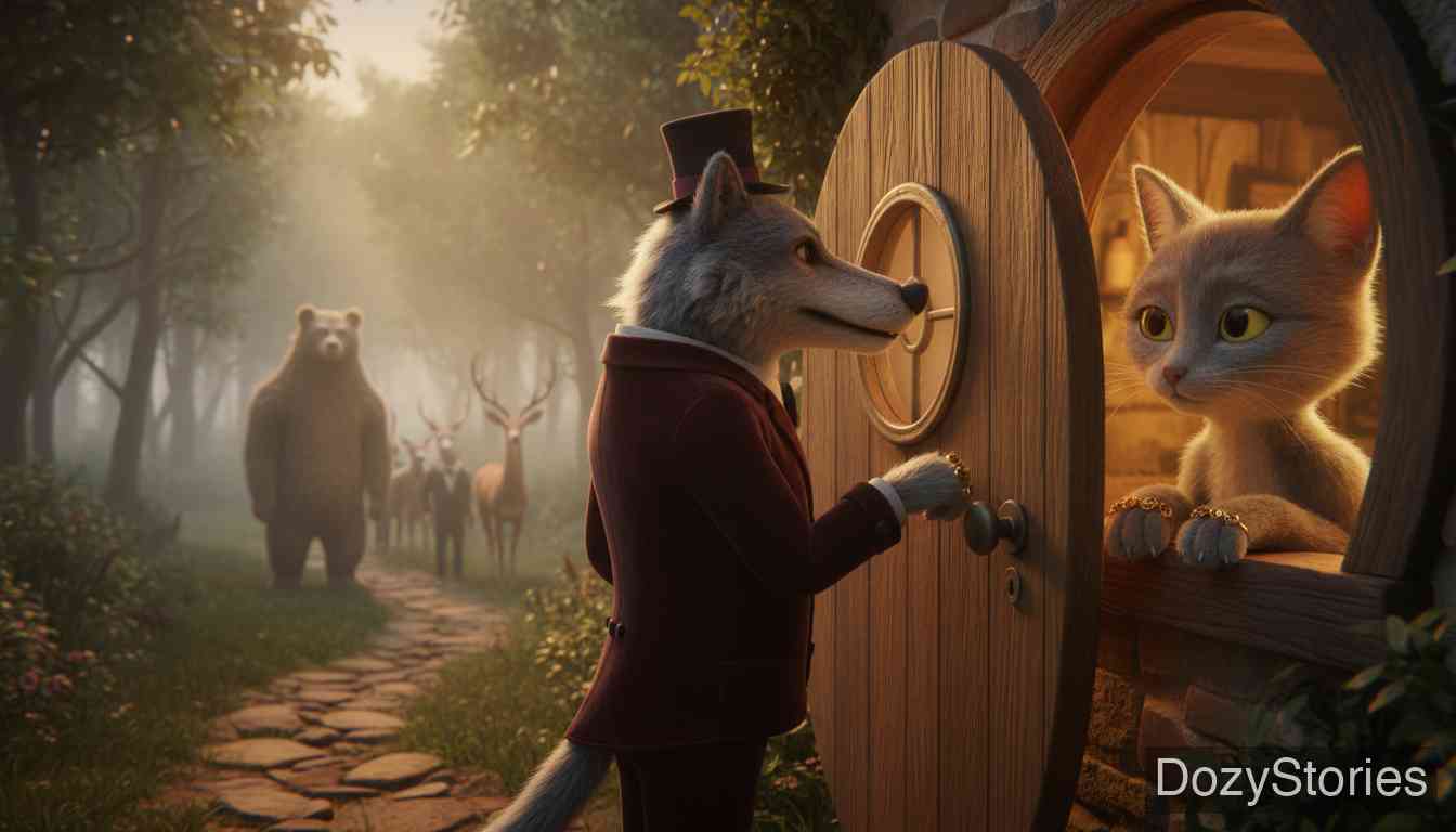 狐狸太太的婚礼 - 老狐狸真的去世了，狼、狗、熊等森林动物纷纷求婚，却都没有满足狐狸太太的要求。 - 场景插画 4