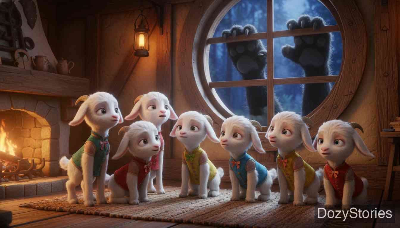 狼和七只小山羊 - 格林兄弟 - 童话故事插画